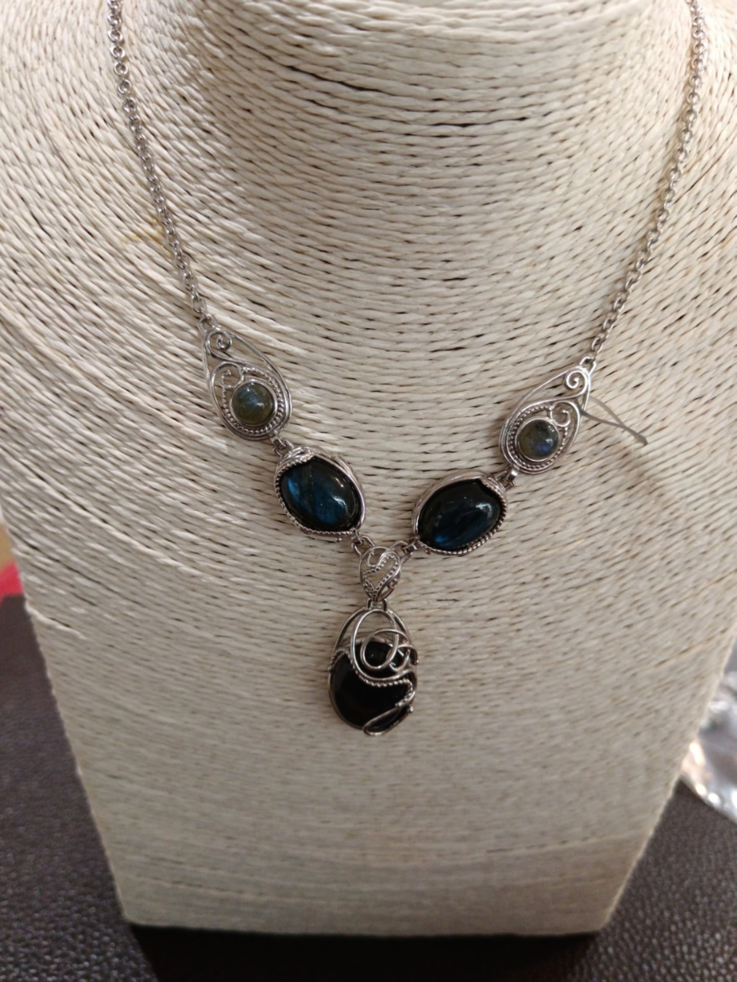 Collier labradorite argent
