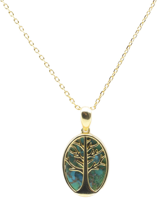 Collier Argent 925 Turquoise & Arbre de Vie