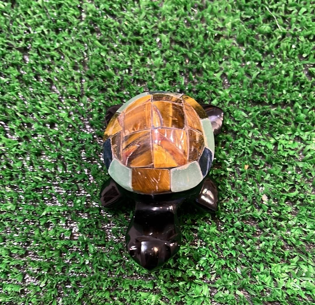 Tortue obsidienne œil de tigre aventurine